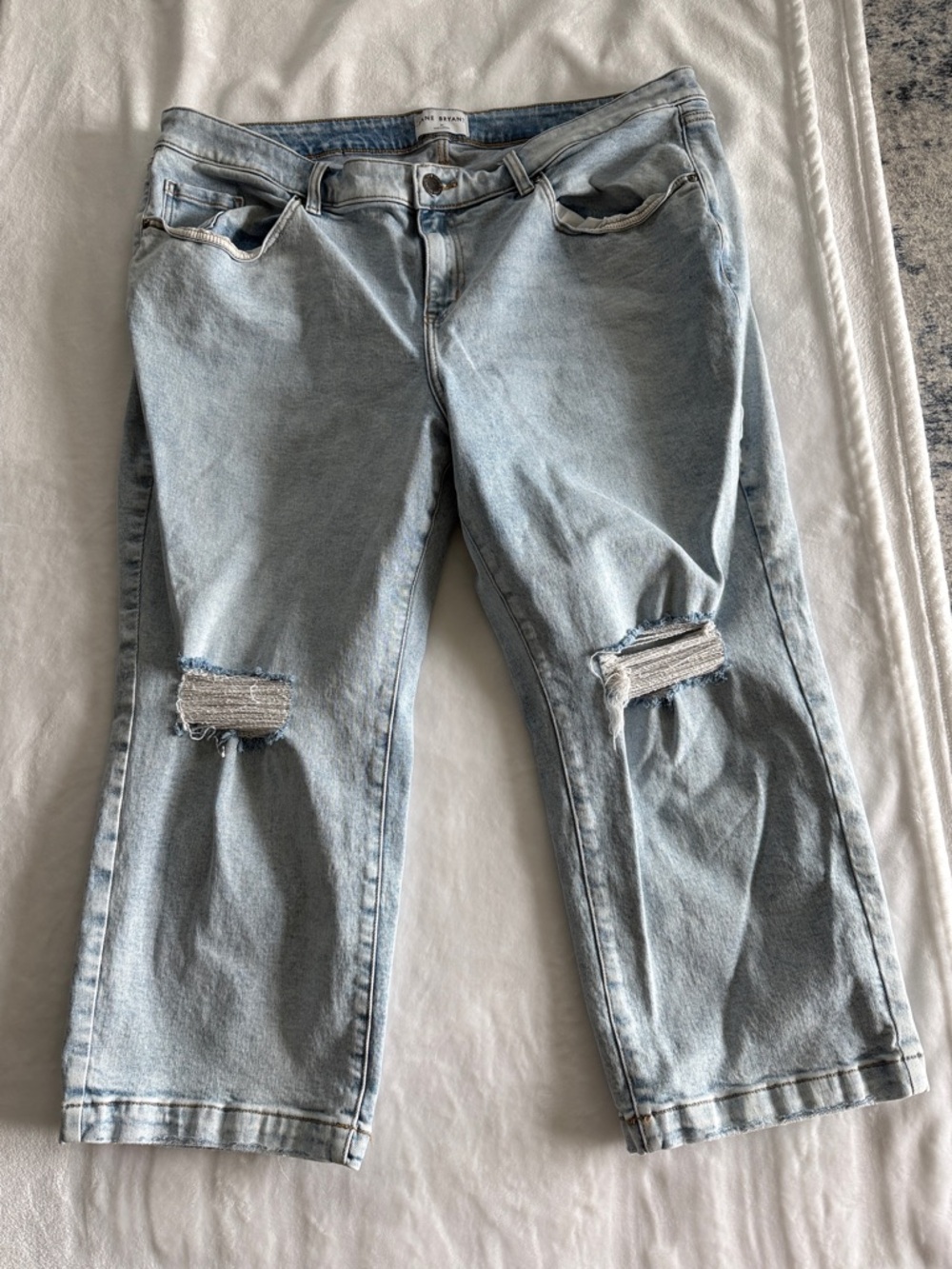 Lane Bryant Light Wash Distressed Ankle Cropped Jeans Size 20